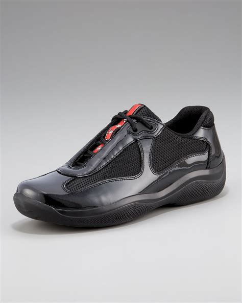 prada patent leather shoes owmen|black patent leather Prada sneakers.